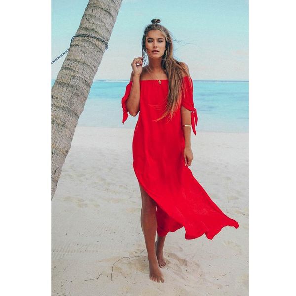 

women's swimwear meihuida 2021 womens long maxi transparent summer dress beach split dresses off shoulder bikini cover up beachwear, White;black