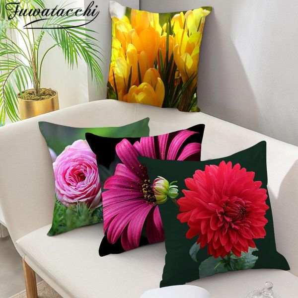 

cushion/decorative pillow fuwatacchi tulip carnation flower cushion covers sunflower rose for home sofa chair car decorative pillows 45*45cm