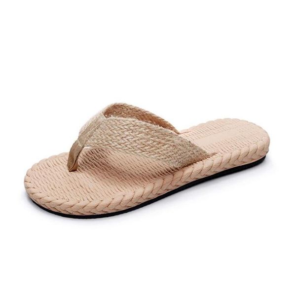 

summer handmade woven straw slippers for women fashion sandal shoes beach flip flops, Black