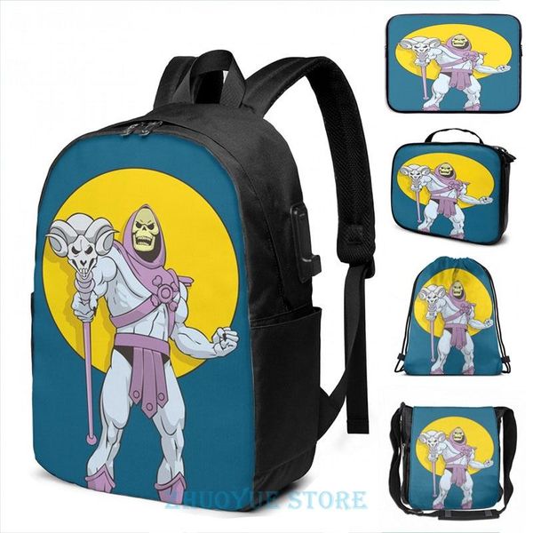 

backpack funny graphic print the skeletor of eternia usb charge men school bags women bag travel laptop
