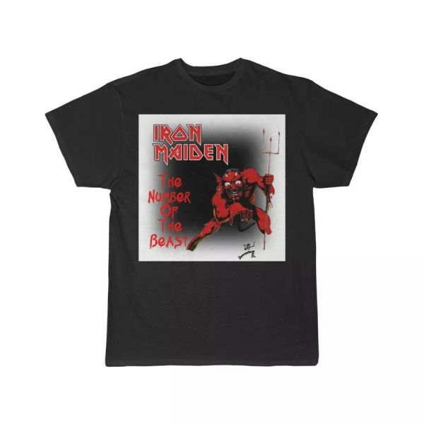 

iron maiden the number of the beast show flyer sleeve tee, White;black