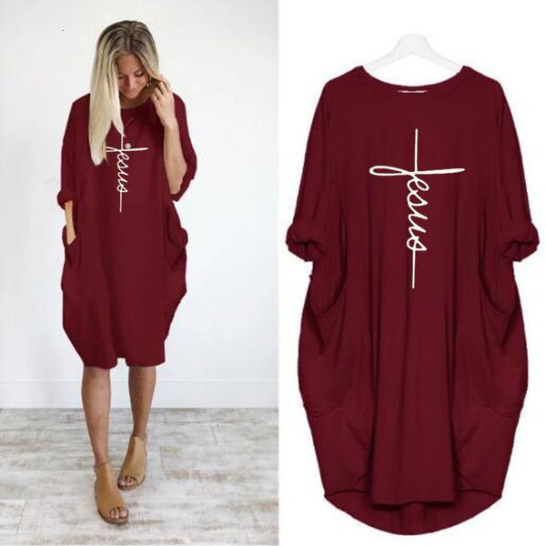

casual dresses american europe style simple crux print women summer fashion a-line basic dress batwing sleeve large pocket oversize ro y4rp, Black;gray