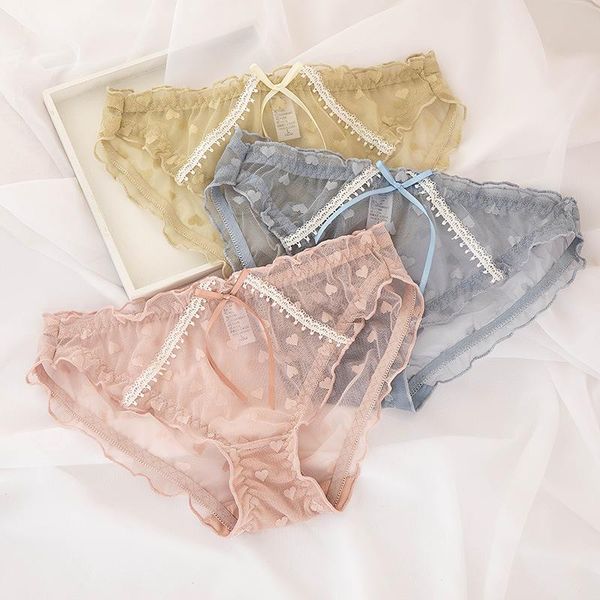 

women's panties underwear woman lace ruffled transparentpure cotton ladies love thin bow fashion high-quality star, Black;pink