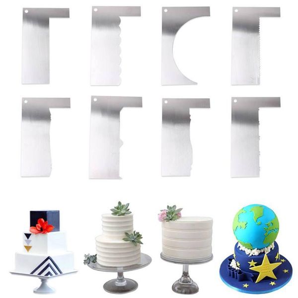 

baking & pastry tools stainless steel cake scraper icing fondant spatulas smoother edge decorating comb cutter sculpting diy modeling tool