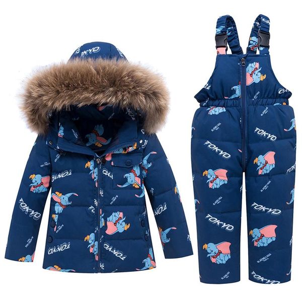 

kids snowsuits winter -30 degrees baby boy girl clothing set down jacket coat + pants children parka kid clothes overalls, Blue;gray