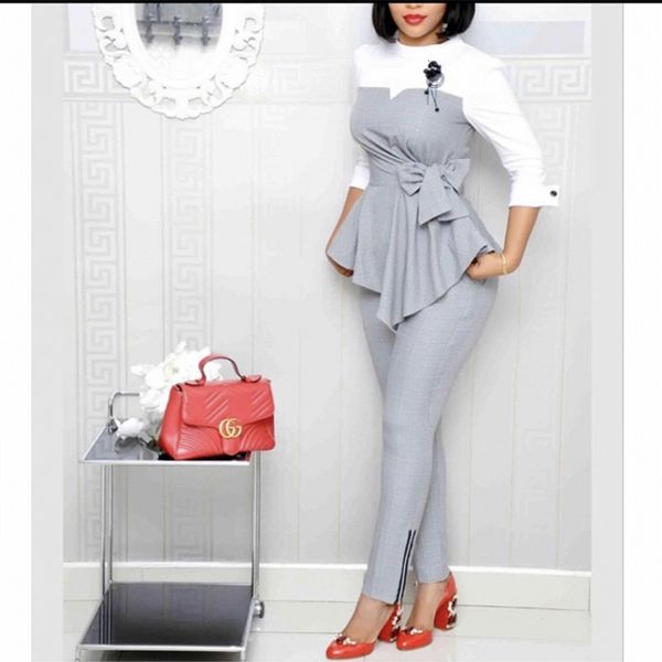 

women's tracksuits africa clothing women plus size pant suits ladies business office +pants african 2 piece set for ue0z, Gray