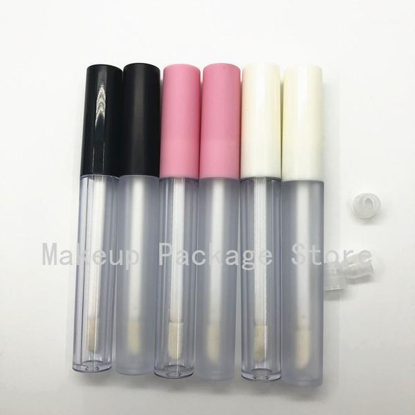 

2.5ml plastic empty frosted lip gloss tube container with white/pink lid,round lipgloss refillable bottles makeup tools storage & jars