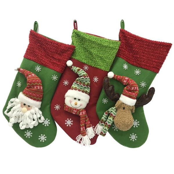 15% 20 polegadas anjule meias de natal meias decoração árvores ornamento decorações de festa de santa snow alk design Stocking sk0910