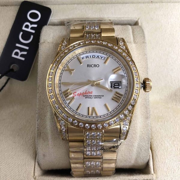 

luxury watch middle row roman diamond ladies fashion gold, master design, fully automatic mechanical, stainless steel strap, sapphire glass,, Slivery;brown