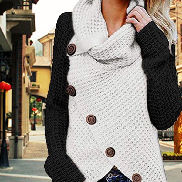 

sfit fall fashion womens sweaters women patchwork knitted sweater winter casual jumpers pull femme sweter mujer clothes, White;black
