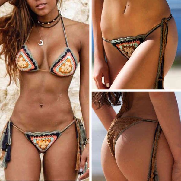 

women's microbikini suit, crochet swimsuit, bohemian beach bikini underwear 2021