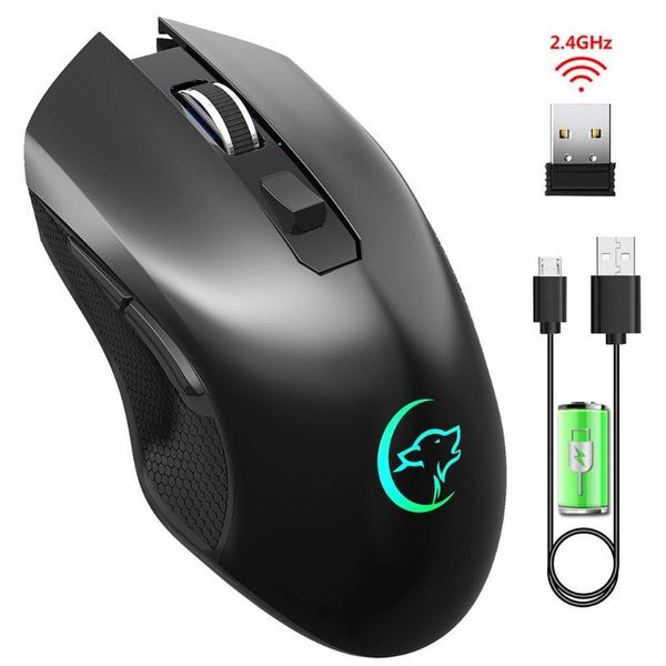 

mice 2.4g usb wireless mouse 2400dpi adjustable r home office echargeable colorful lighting game super slim for laptop