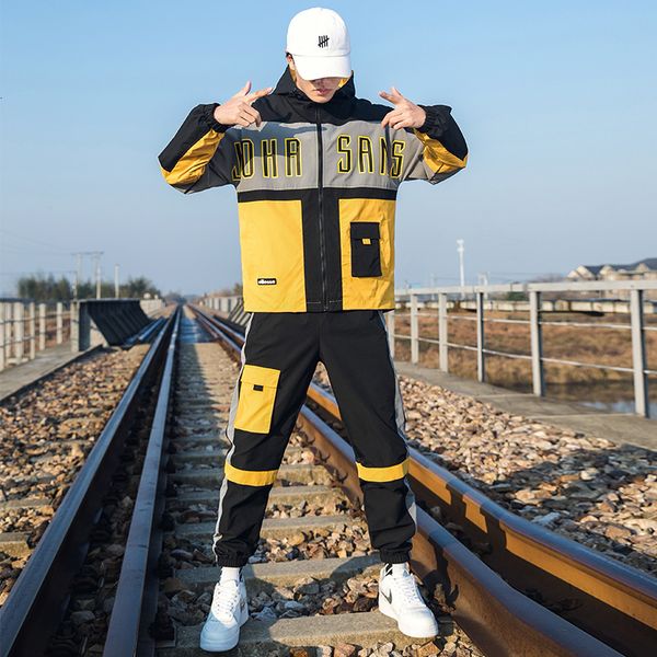 

men's hooded spring and autumn coupl trendy handsome suit casual sportswear et, Gray