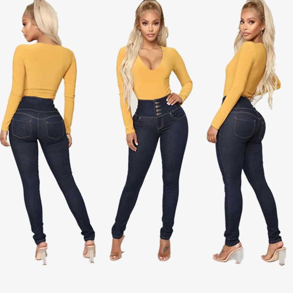 

jeans style hip lifting old high waist slim stretch for women, Blue
