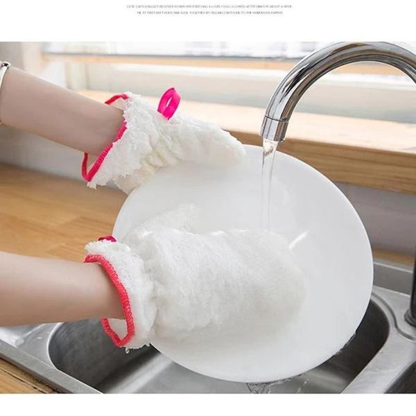 

disposable gloves 1 pair bamboo fiber waterproof dishwashing thick durable convenient scrub brush household cleaning magic