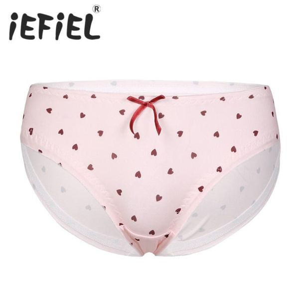 

underpants male mens sissy crossdress briefs cartoon heart print ruffled lace bowknot lingerie panties gay underwear, Black;white