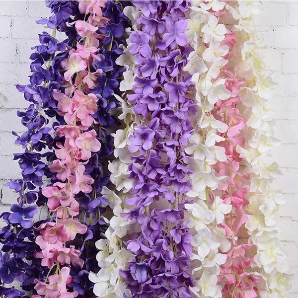 

decorative flowers & wreaths 10 pcs rattan strip wisteria artificial flower vine for wedding diy craft home party kids room decoration cds