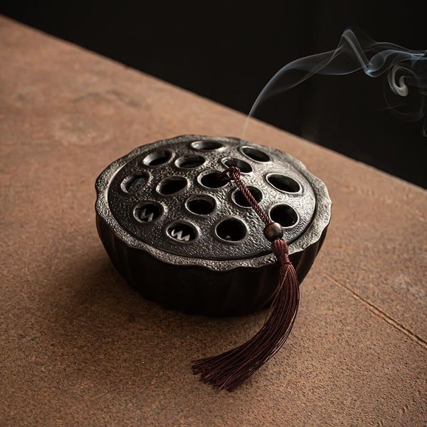 

fragrance lamps mosquito coil antique incense burner house cover ceramic stick holder creative hollow encensoir home decor 6001