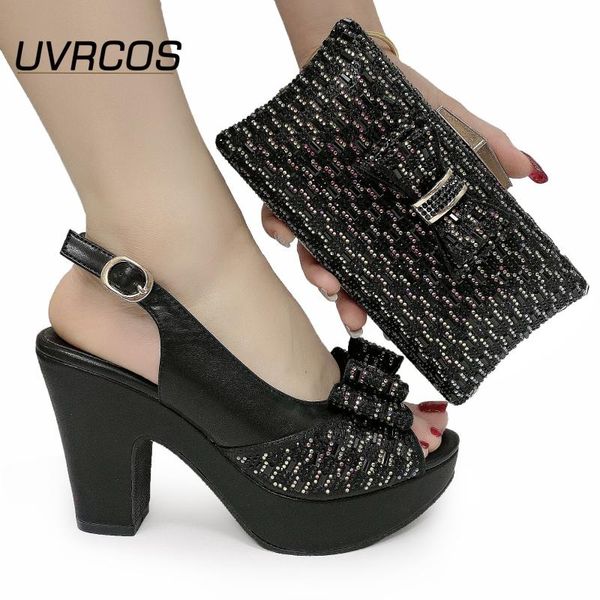 

dress shoes black and bag set in wedding to party ltalian matching med heels girl size 37-42 m