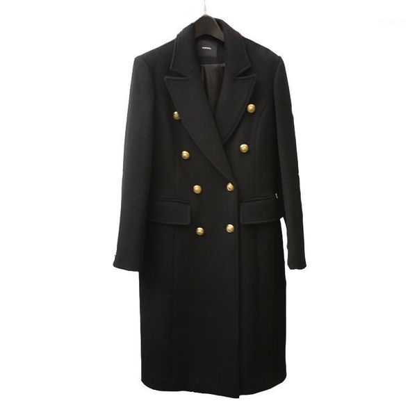 

women's jackets 2021 autumn and winter black hepburn woolen coat mid-length loose british style, Black;brown