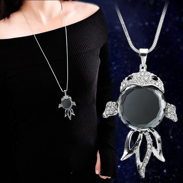 

pendant necklaces 2021 temperament fashion goldfish women snake chain dress sweater shopping party accessories, Silver