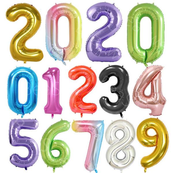 

1pc40inch purple green rose gold foil number balloons figures inflatable balls baby shower birthday wedding decor party supplies decoration