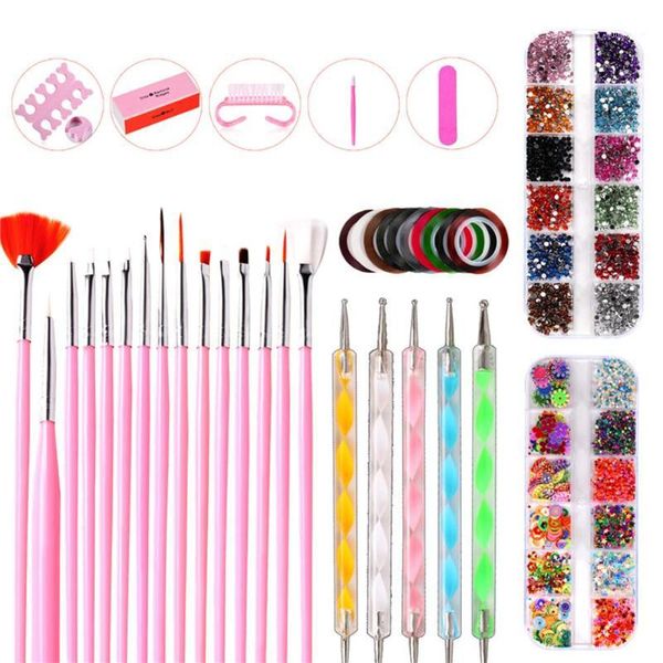 

drawing painting dotting pen polishing buffer nail file brush tools set1