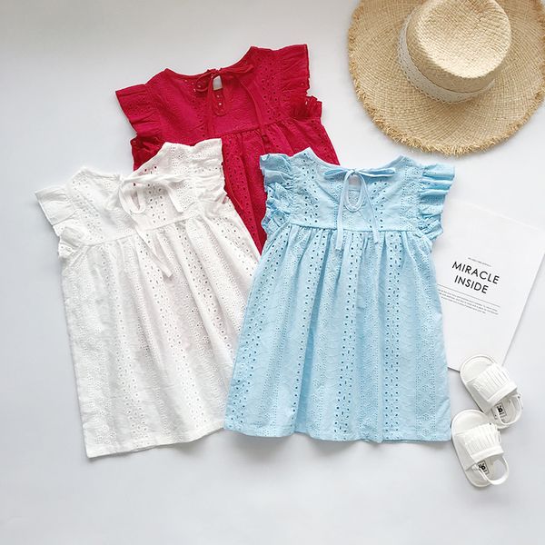 

sunmmer girl dresses sleeveless lace cute princess kids clothing toddler clothes costume children 210515, Red;yellow