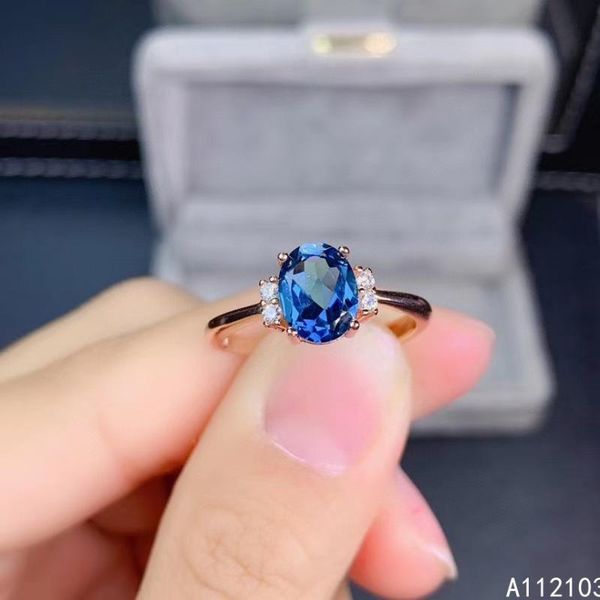 

cluster rings kjjeaxcmy fine jewelry 925 sterling silver inlaid natural london blue z girl trendy simple oval gem ring support check, Golden;silver