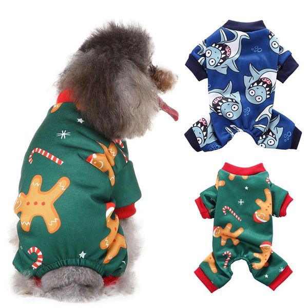 

dog apparel pet clothes christmas jumpsuit puppy thickening jacket 4-legged cartoon warm costume for dress up