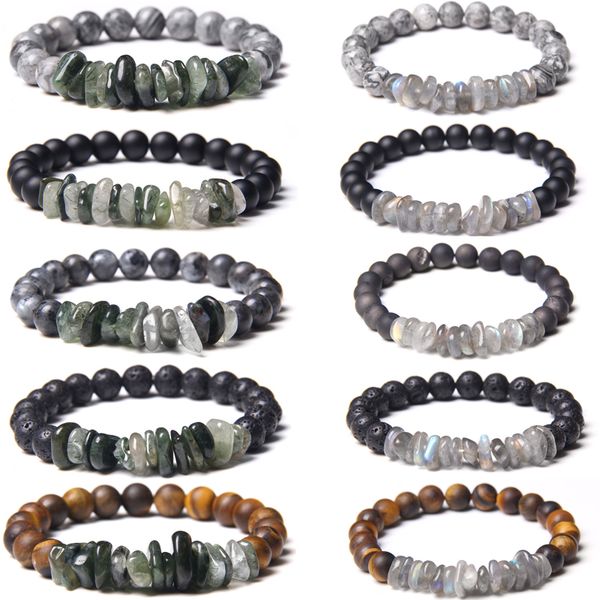 

Natural Slice Labradorite Beads Bracelets Men Matte Map Jaspers Stone Bracelet Healing Energy Green Rutilated Quartz Pulsera