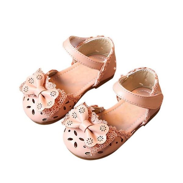 

summer children shoes girl sandals anti slip soft sole bow hollow lace strap kid size 15-30, Black;red