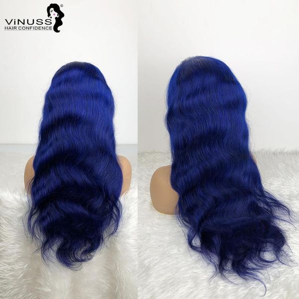 

lace wigs celebrity style body wave blue hair color wig 13x6 frontal hd transparent human 180% density vinuss, Black;brown
