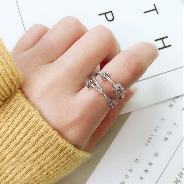 

s925 sterling silver ring women's fashion three geometric opening accessories ring, Black