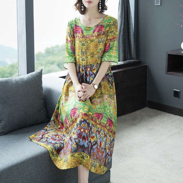 

dresses summer women's casual round neck decor silk dress, Black;gray