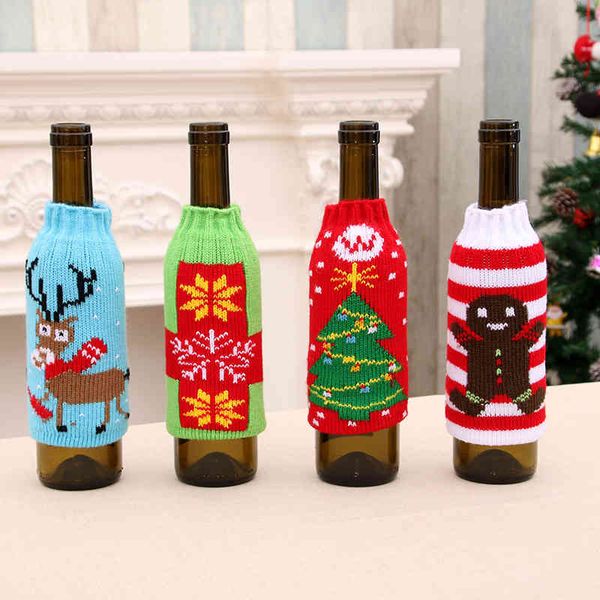 

christmas household goods high grade knitted beer bottle cover decorative wine