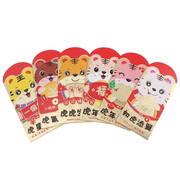

gift wrap 18pcs chinese year red envelopes tiger pattern money bags pockets