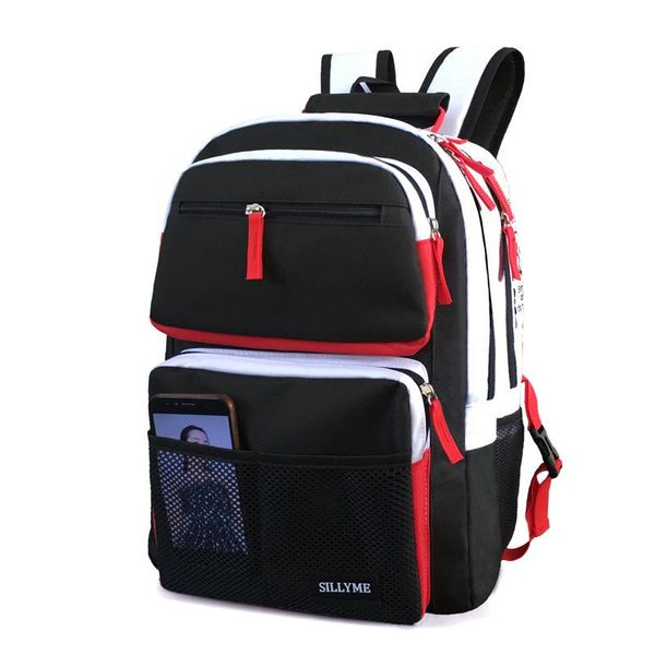 

backpack 2021 black and white stitching high school bags for teenage boys girls travel lapbag 15.6 kids schoolbag