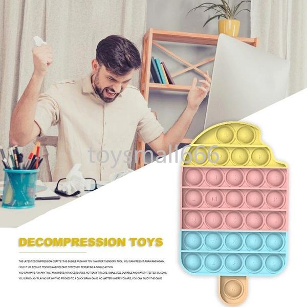 

ice cream fidget toys push bubble silicone reusable toys children stress reliever fidget squeeze board gifts