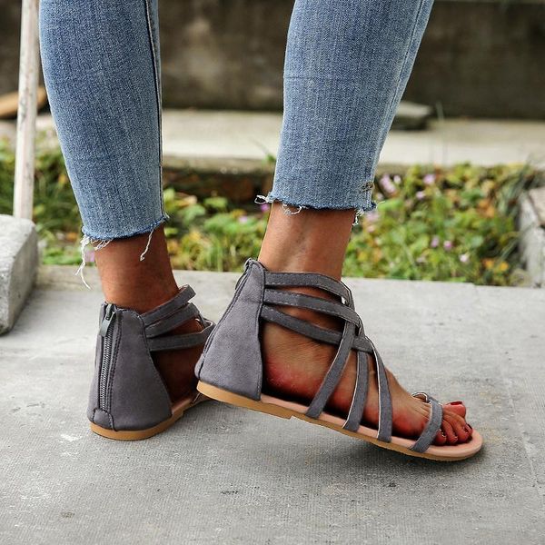 

sandals ladies summer roman cross straps peep toe shoes for casual breathable solid color female comfort outdoor footwear, Black