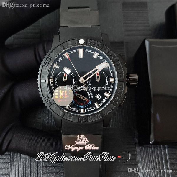 Dalgıç Kuvars 353-90-3C Miyota Kuvars Chronograph Erkek İzle Pvd Tüm Siyah Dial Sopa Mavi Kauçuk Askı Ile Desen Puretime Ptun 2021 Kronometre Saatler F05C3