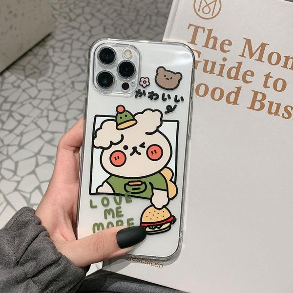 

cell phone pouches cartoon cute burger bear silicone soft case for 7 8 plus 2021 se x xr xs max 11 11pro 12 12pro pro mini