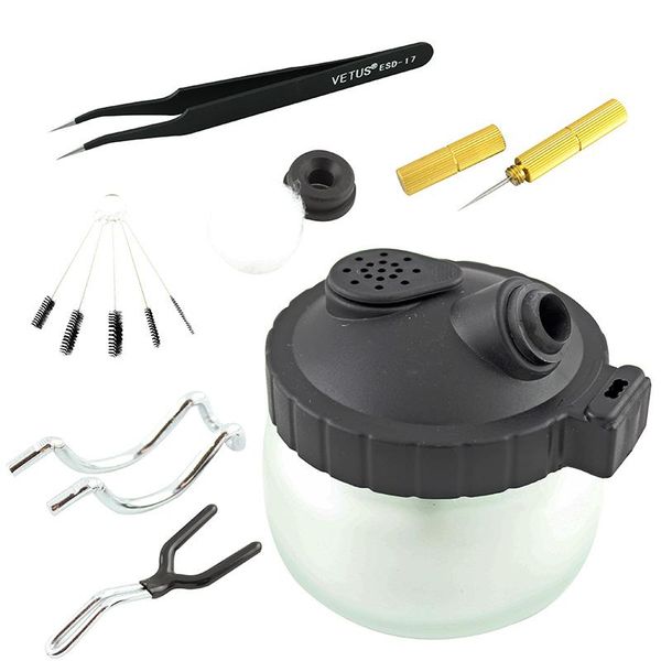 

temporary tattoos ophir clean pot set for airbrush brush nozzle needle tweezers kit cleaning airbrushing air compressor ac009+