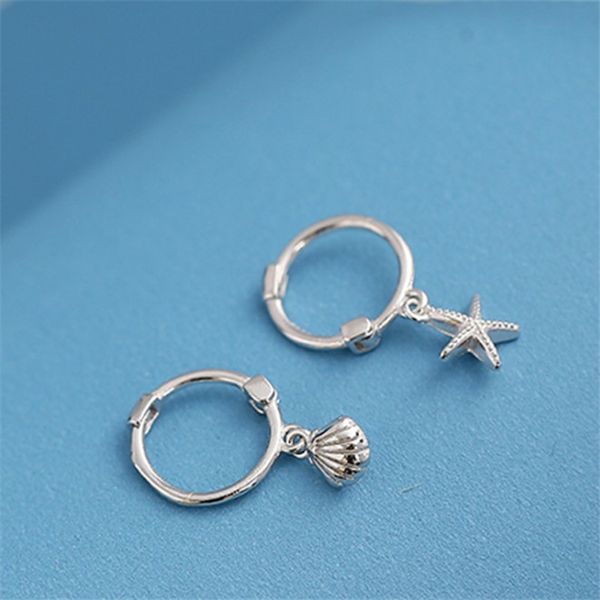 

starfish shell earrings for korean women chandelier, Silver