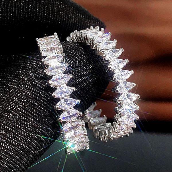 

hoop & huggie huitan brilliant cubic zirconia women earrings opening fashion jewelry female wedding party statement accessories versatile, Golden;silver