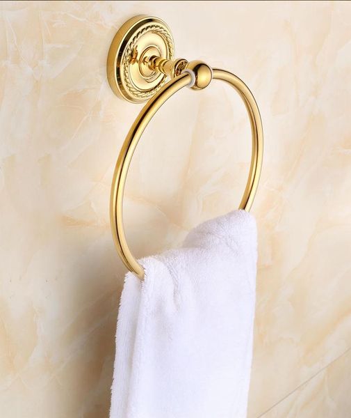 

golden brass towel rings wall mounted bathroom accessories shelf