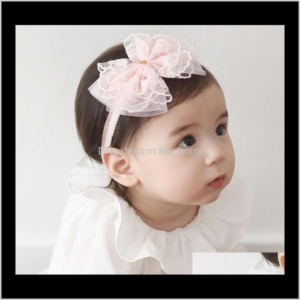 Baby Kids Maternità Drop Delivery 2021 Ragazza coreana carina Cuore dorato Fascia in pizzo Bowknot Baby Pretty Copricapo Nato Pografia Puntelli Capelli Acce