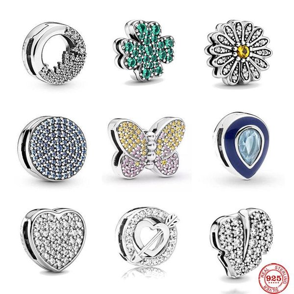 

other 2021 925 silver reflections clip beads heart daisy waterdrop leaf white charms fit original women bracelet