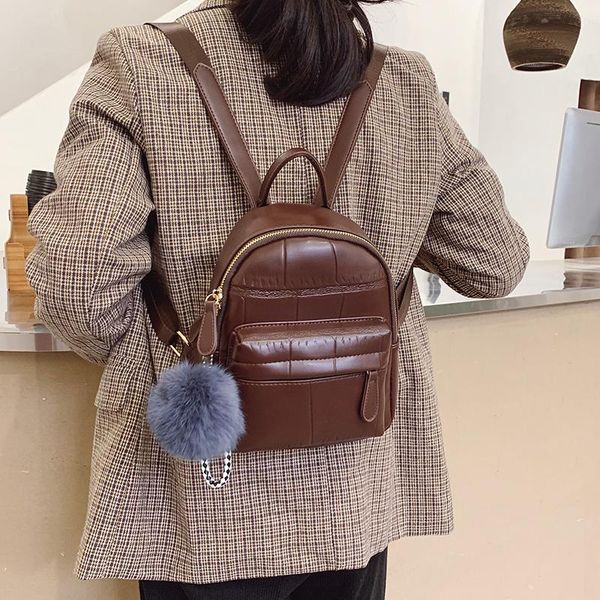 

backpack style small schoolbag women's 2021 designed solid stone female rucksack back shoulder bag mochila bags wholesale
