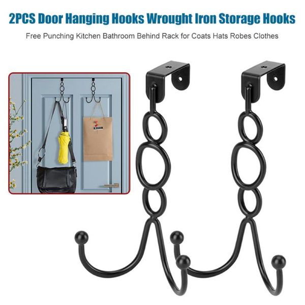 

hooks & rails 2pcs over the door hanging wrought iron storage punch kitchen bathroom behind rack for coats hats robes clothes